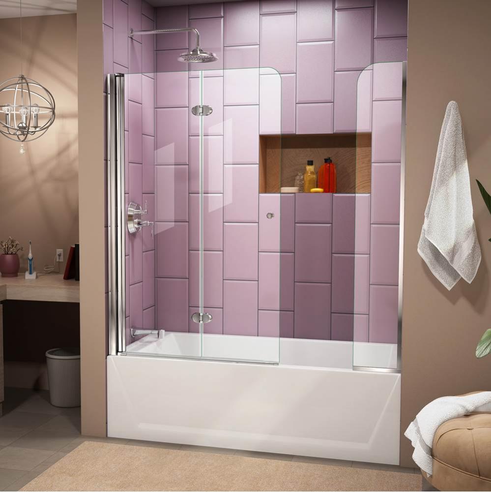 DreamLine Aqua Fold 56-60 in. W x 58 in. H Frameless Bi-Fold Tub Door with Extender Panel in Chrom