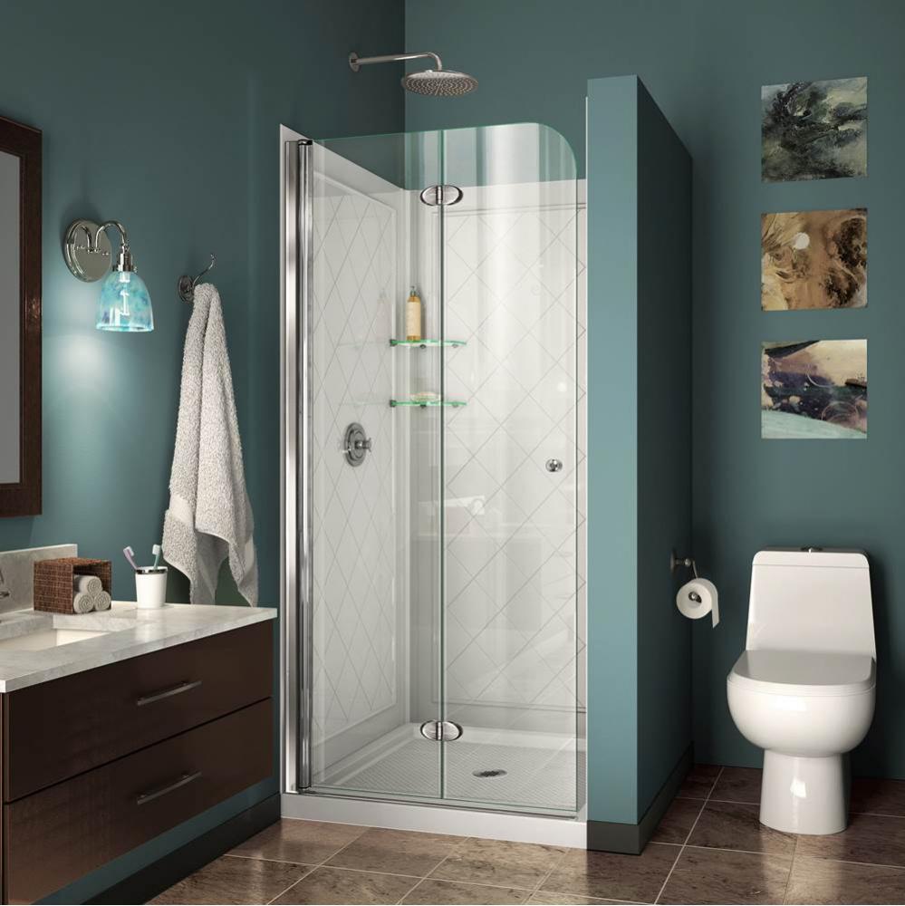DreamLine Aqua Fold 36 in. D x 36 in. W x 76 3/4 in. H Bi-Fold Shower Door in Chrome with White Ac