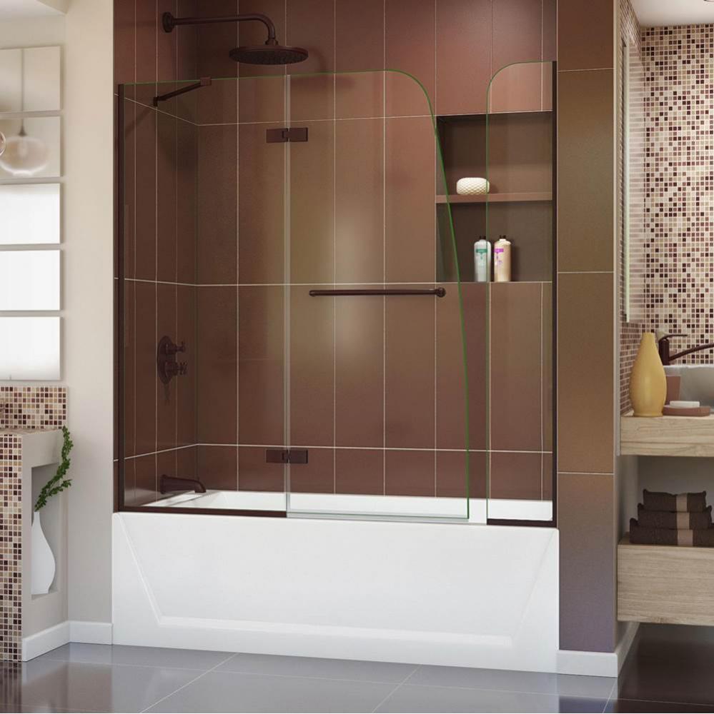 DreamLine Aqua Ultra 48 in. W x 58 in. H Frameless Hinged Tub Door with 9 in. Extender Panel in Oi