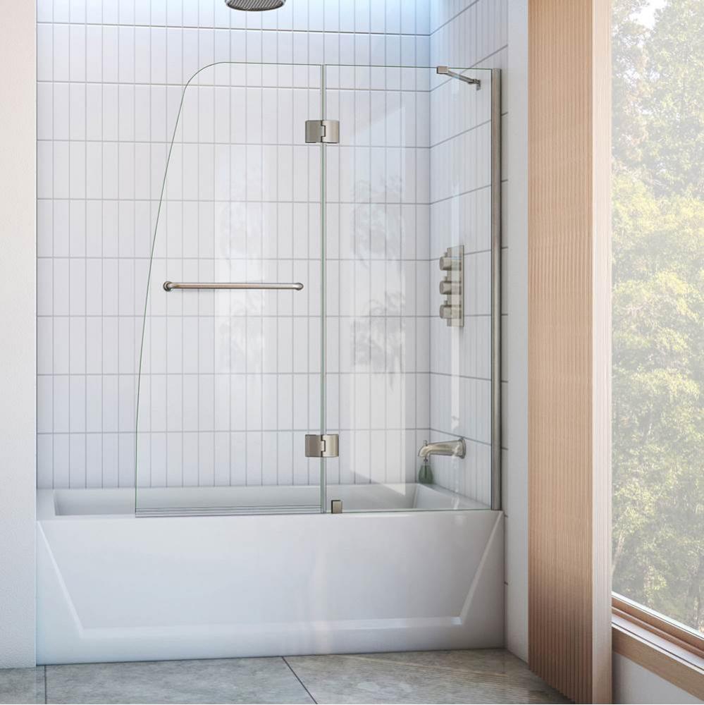 DreamLine Aqua 48 in. W x 58 in. H Frameless Hinged Tub Door in Brushed Nickel