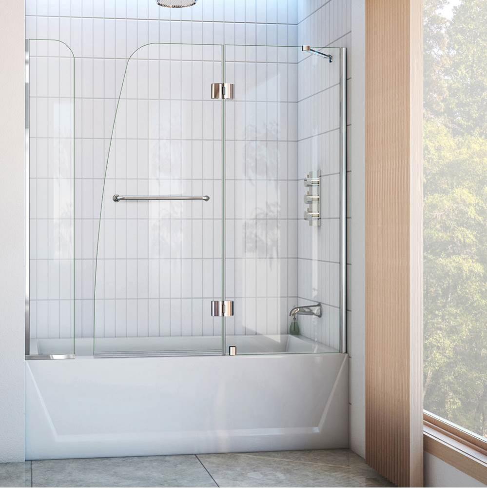 DreamLine Aqua 56-60 in. W x 58 in. H Frameless Hinged Tub Door with Extender Panel in Chrome