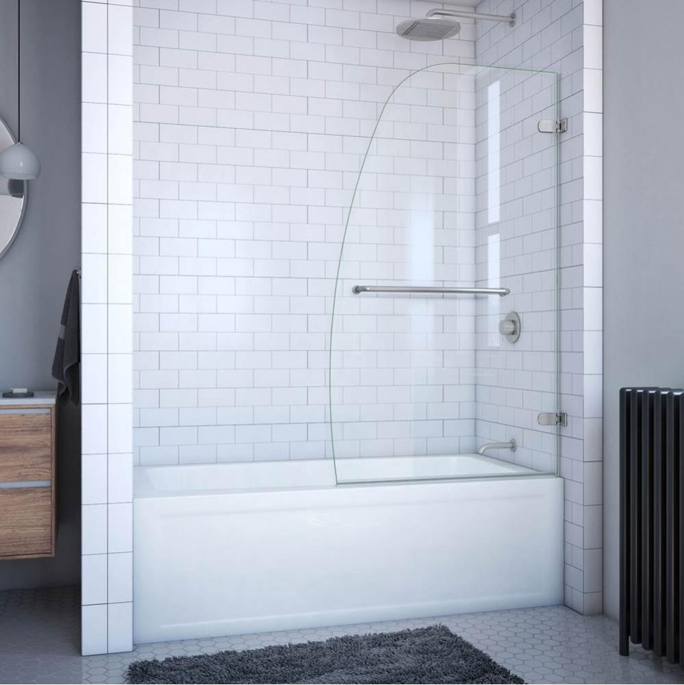 DreamLine Aqua Uno 34 in. W x 58 in. H Frameless Hinged Tub Door in Brushed Nickel