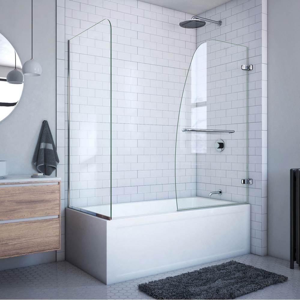 DreamLine Aqua Uno 56-60 in. W x 30 in. D x 58 in. H Frameless Hinged Tub Door with Return Panel i