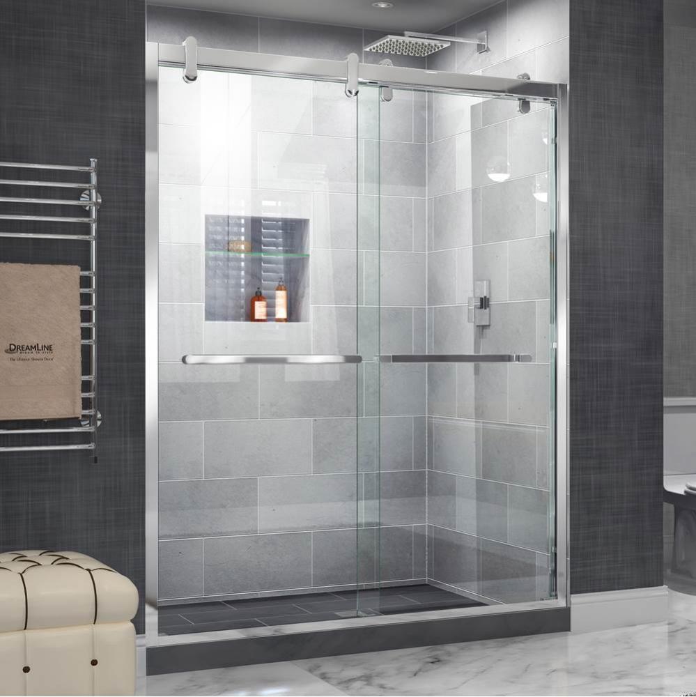 DreamLine Cavalier 56-60 in. W x 77 3/8 in. H Semi-Frameless Bypass Sliding Shower Door in Polishe