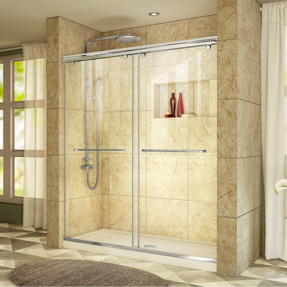 DreamLine Charisma 32 in. D x 60 in. W x 78 3/4 in. H Bypass Shower Door in Chrome with Center Dra