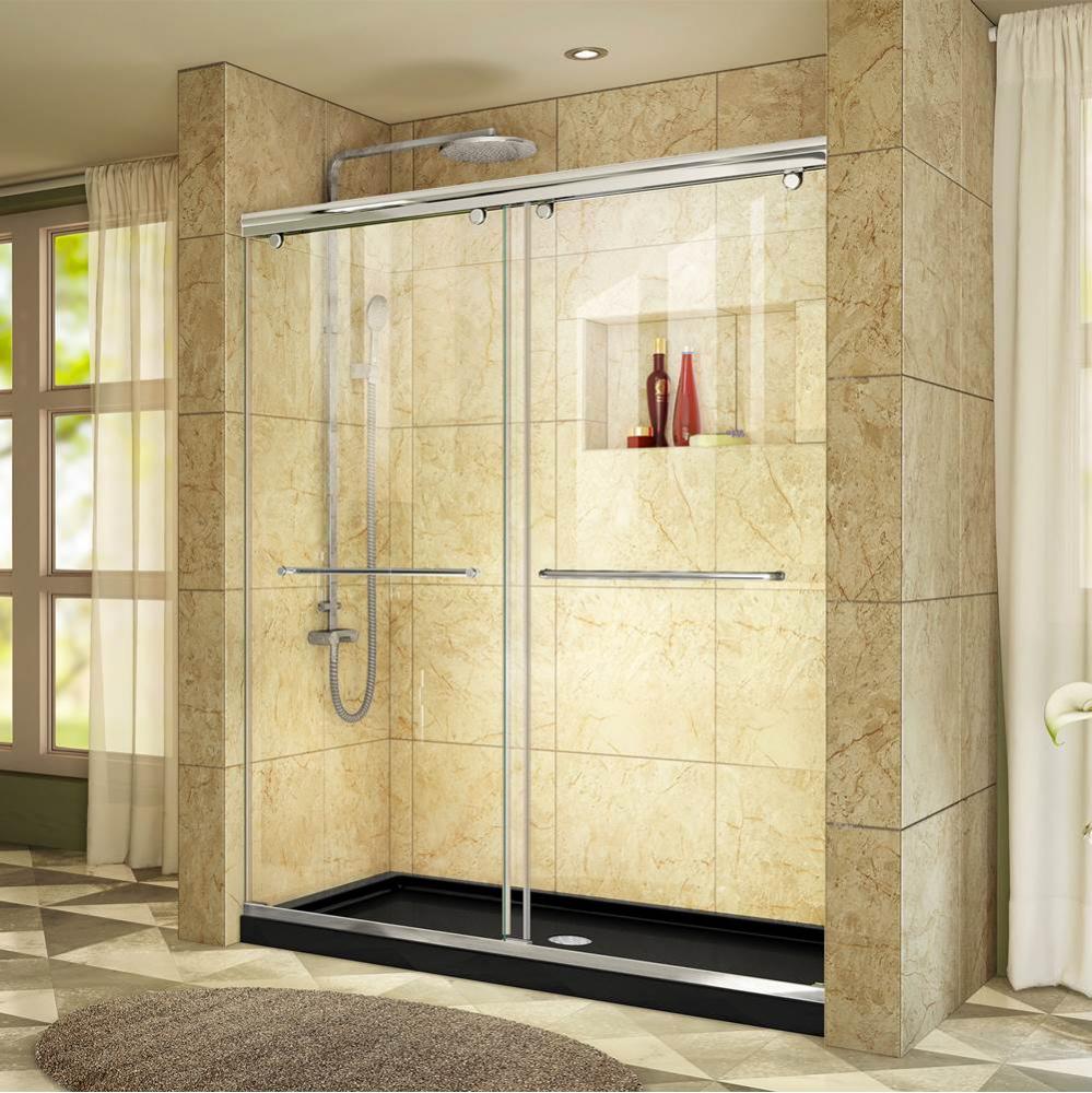 DreamLine Charisma 36 in. D x 60 in. W x 78 3/4 in. H Bypass Shower Door in Chrome with Center Dra
