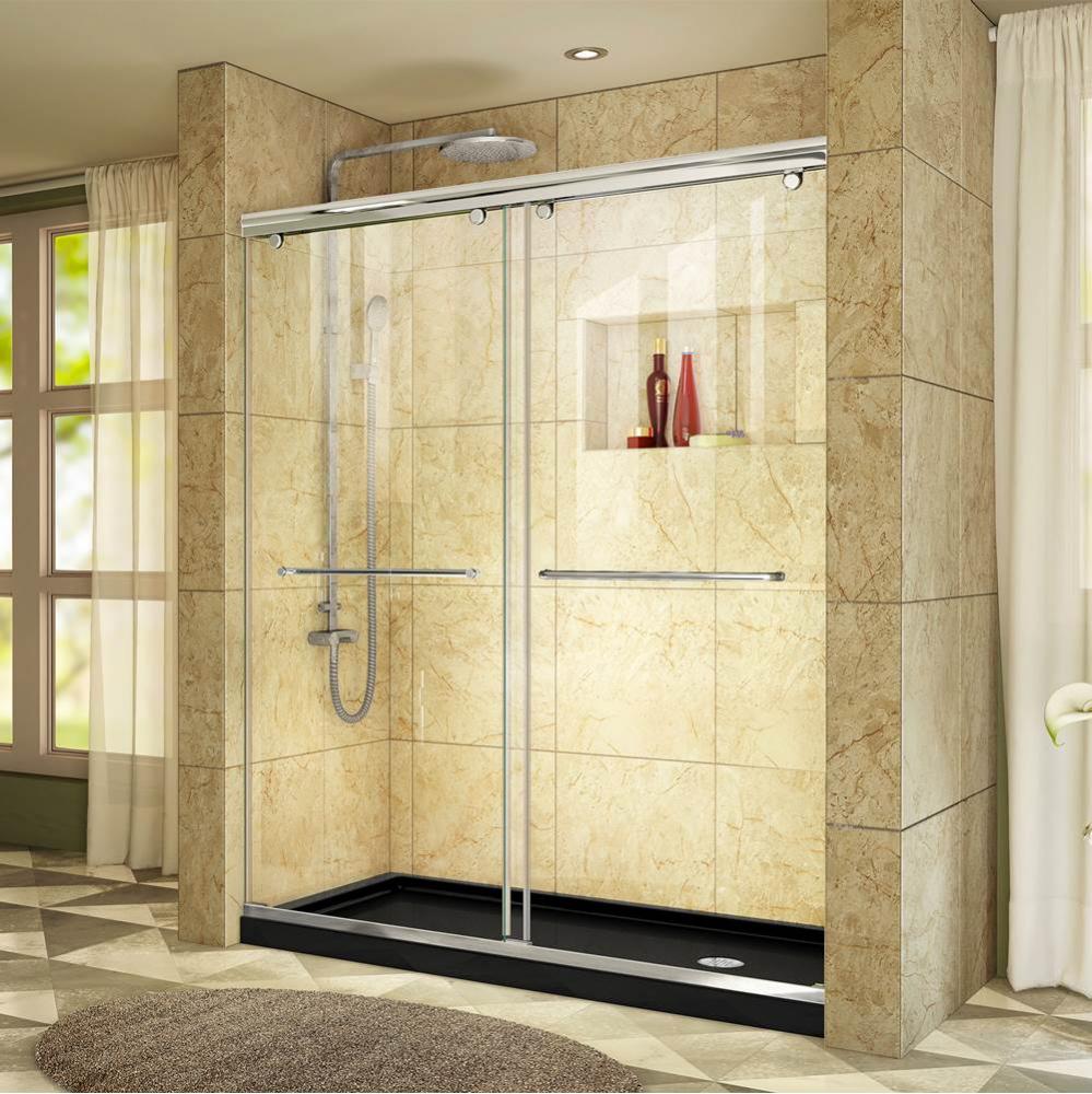 DreamLine Charisma 34 in. D x 60 in. W x 78 3/4 in. H Bypass Shower Door in Chrome with Right Drai