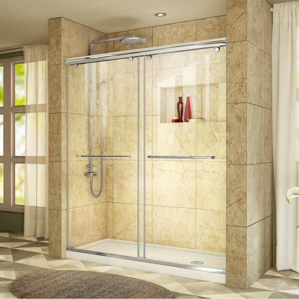 DreamLine Charisma 36 in. D x 60 in. W x 78 3/4 in. H Bypass Shower Door in Chrome with Right Drai