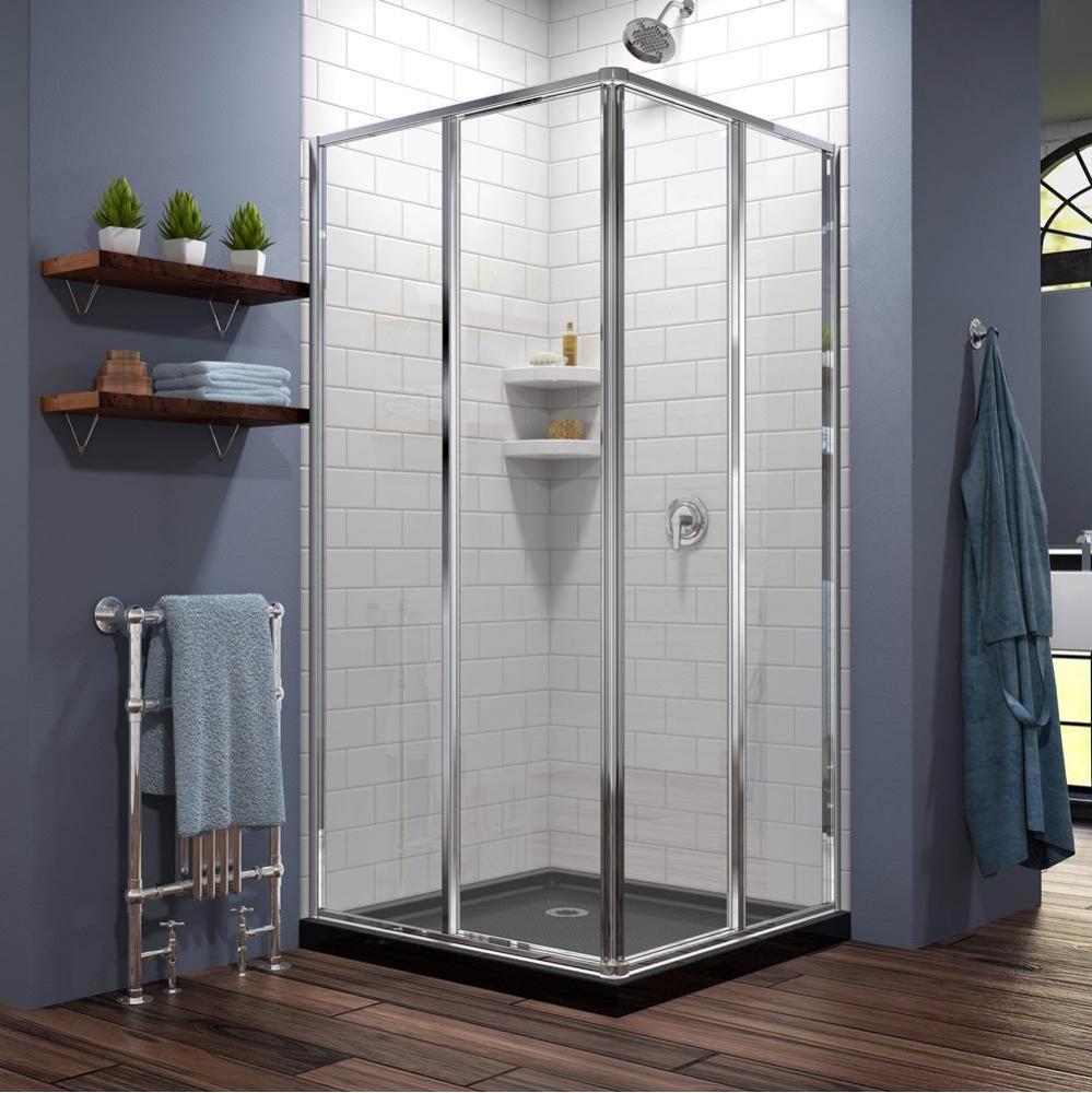 DreamLine Cornerview 36 in. D x 36 in. W x 74 3/4 in. H Sliding Shower Enclosure in Chrome with Bl