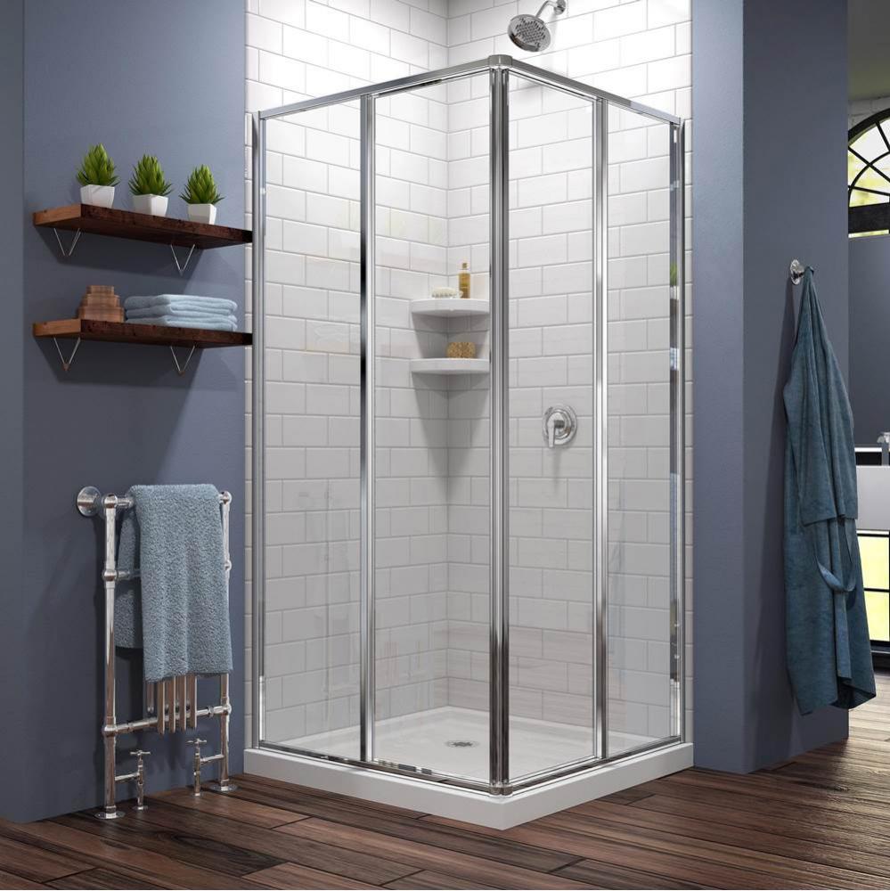DreamLine Cornerview 36 in. D x 36 in. W x 74 3/4 in. H Sliding Shower Enclosure in Chrome with Wh