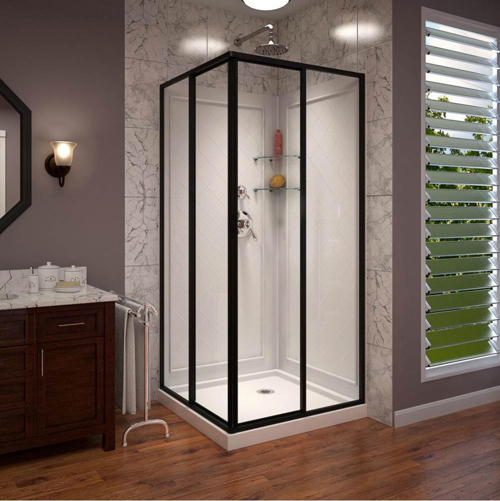 DreamLine Cornerview 36 in. D x 36 in. W Framed Sliding Shower Enclosure, Shower Base and Acrylic