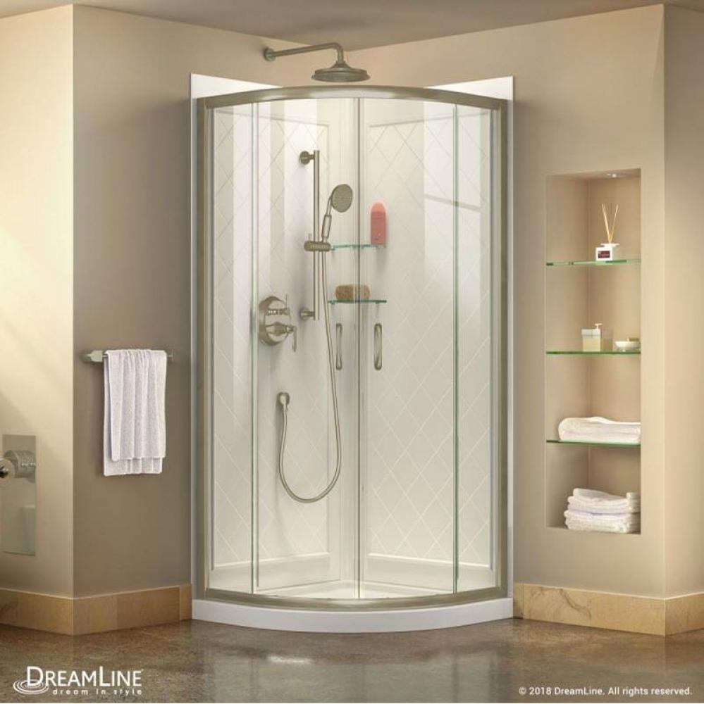 DreamLine Prime 36 in. x 76 3/4 in. Semi-Frameless Clear Glass Sliding Shower Enclosure in Brushed