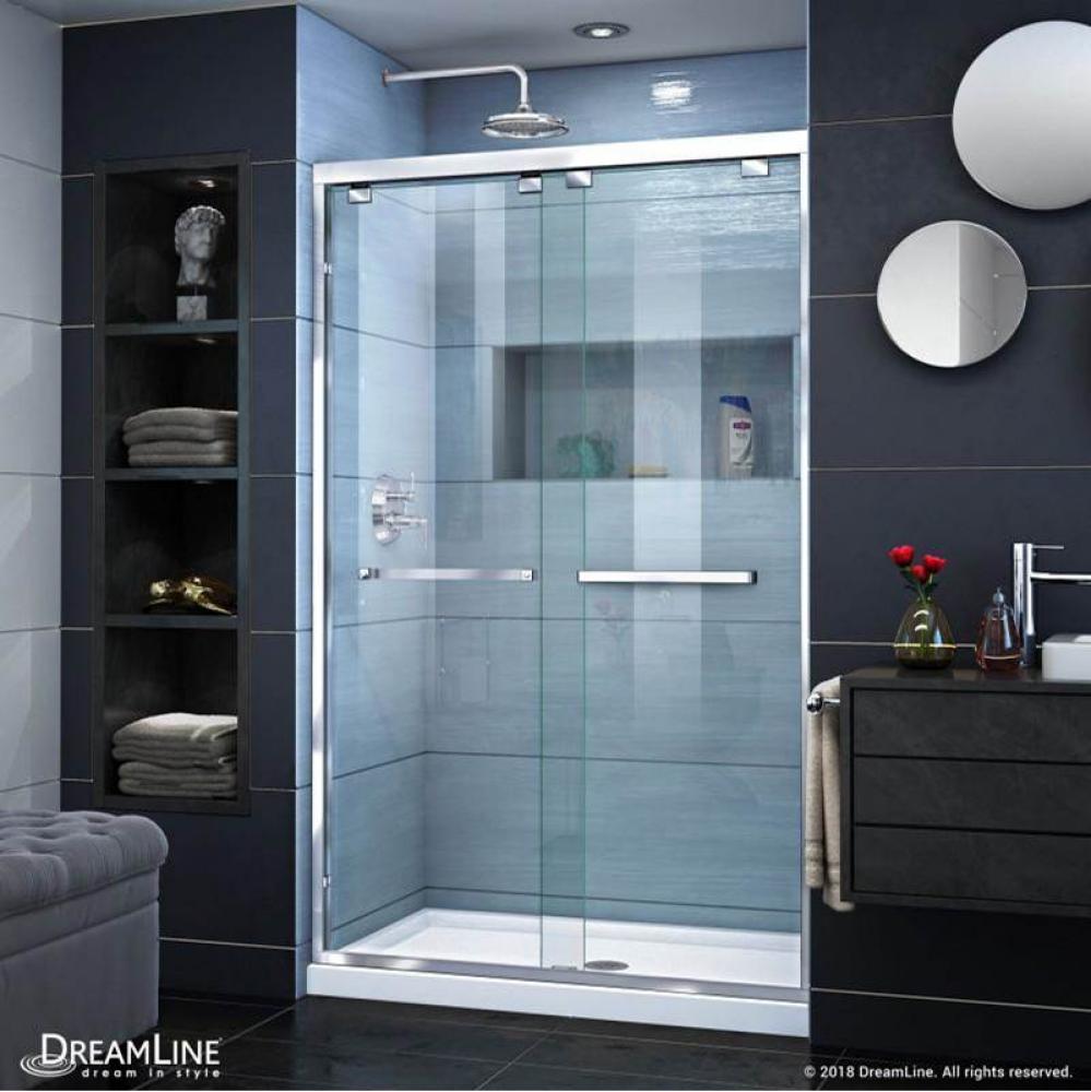 DreamLine Encore 36 in. D x 48 in. W x 78 3/4 in. H Bypass Shower Door in Chrome with Center Drain