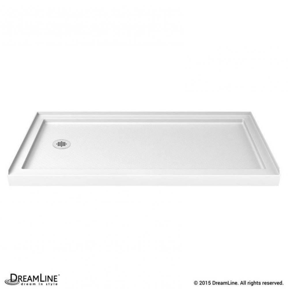 DreamLine SlimLine 32 in. D x 60 in. W x 2 3/4 in. H Left Drain Single Threshold Shower Base in Wh