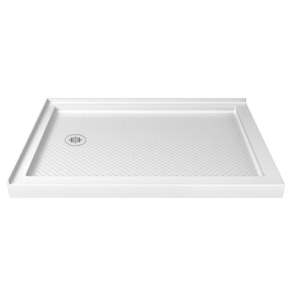 DreamLine SlimLine 36 in. D x 60 in. W x 2 3/4 in. H Left Drain Double Threshold Shower Base in Wh