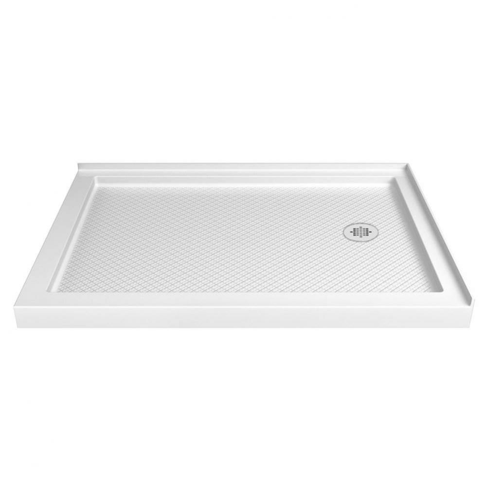 DreamLine SlimLine 34 in. D x 48 in. W x 2 3/4 in. H Right Drain Double Threshold Shower Base in W