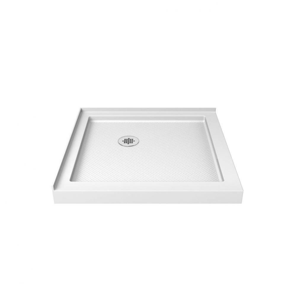 DreamLine SlimLine 42 in. D x 42 in. W x 2 3/4 in. H Double Threshold Shower Base in White