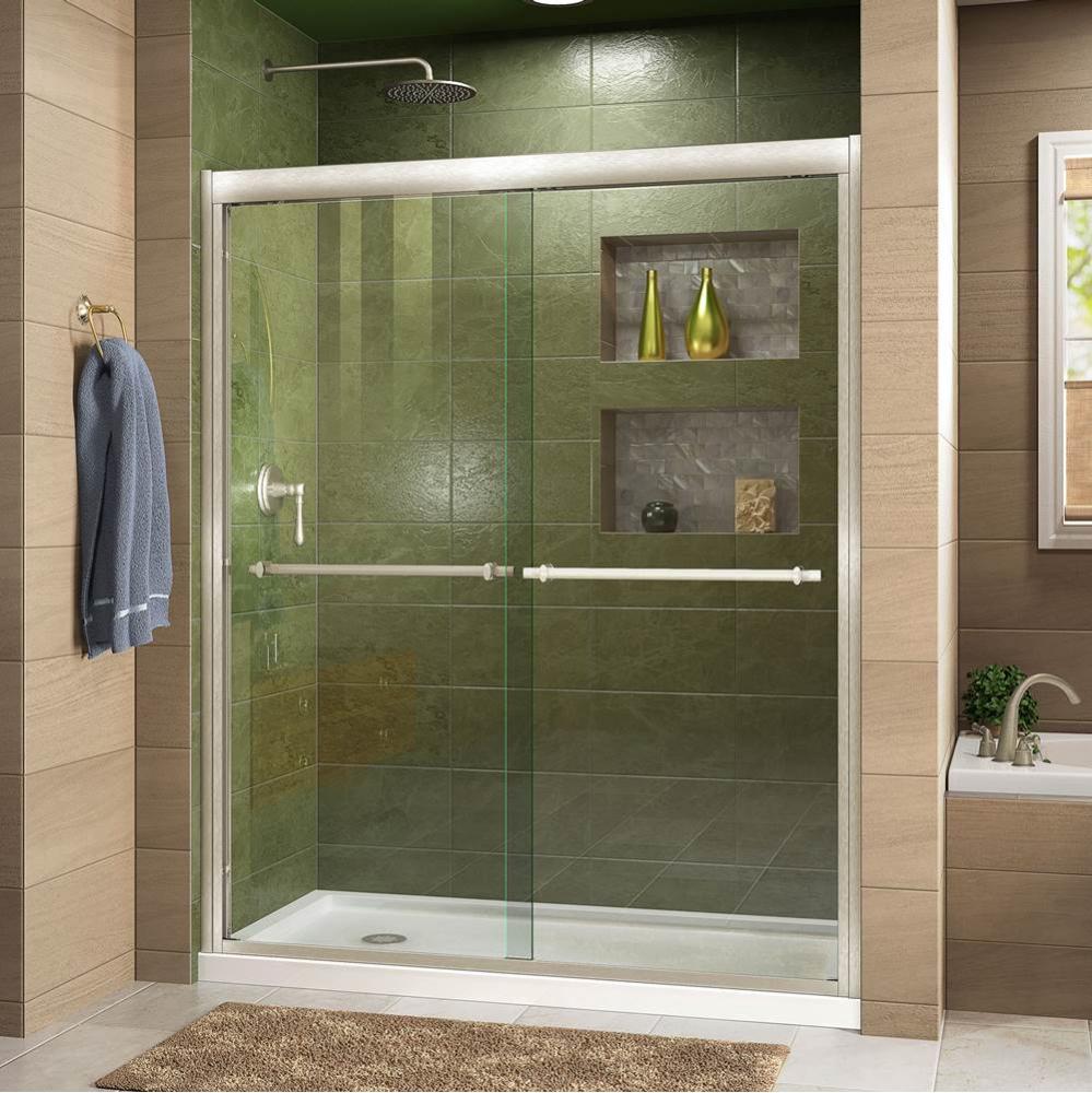 DreamLine Duet 36 in. D x 60 in. W x 74 3/4 in. H Bypass Shower Door in Brushed Nickel with Left D