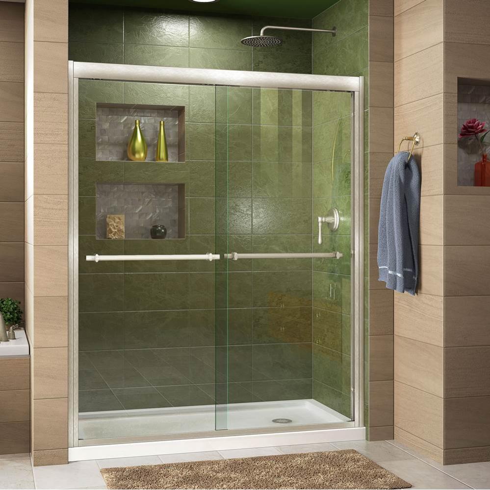 DreamLine Duet 36 in. D x 60 in. W x 74 3/4 in. H Bypass Shower Door in Brushed Nickel with Right