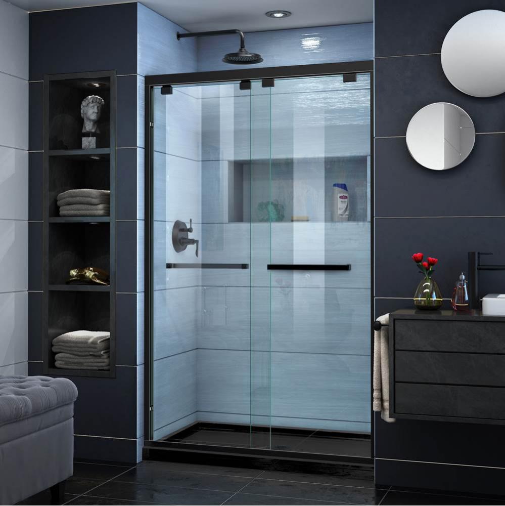 DreamLine Encore 36 in. D x 48 in. W x 78 3/4 in. H Bypass Shower Door in Satin Black with Center