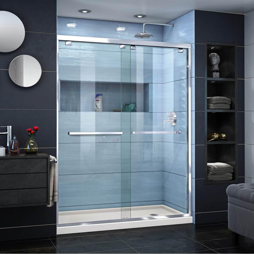 DreamLine Encore 30 in. D x 60 in. W x 78 3/4 in. H Bypass Shower Door in Chrome and Right Drain B