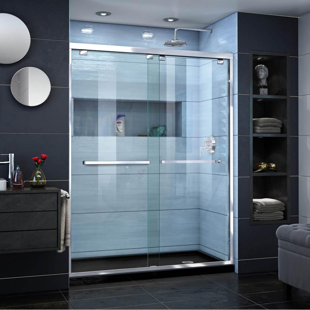DreamLine Encore 32 in. D x 60 in. W x 78 3/4 in. H Bypass Shower Door in Chrome and Right Drain B