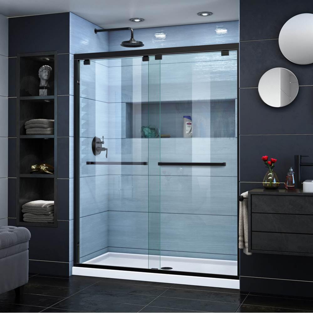 DreamLine Encore 32 in. D x 60 in. W x 78 3/4 in. H Bypass Shower Door in Satin Black and Center D