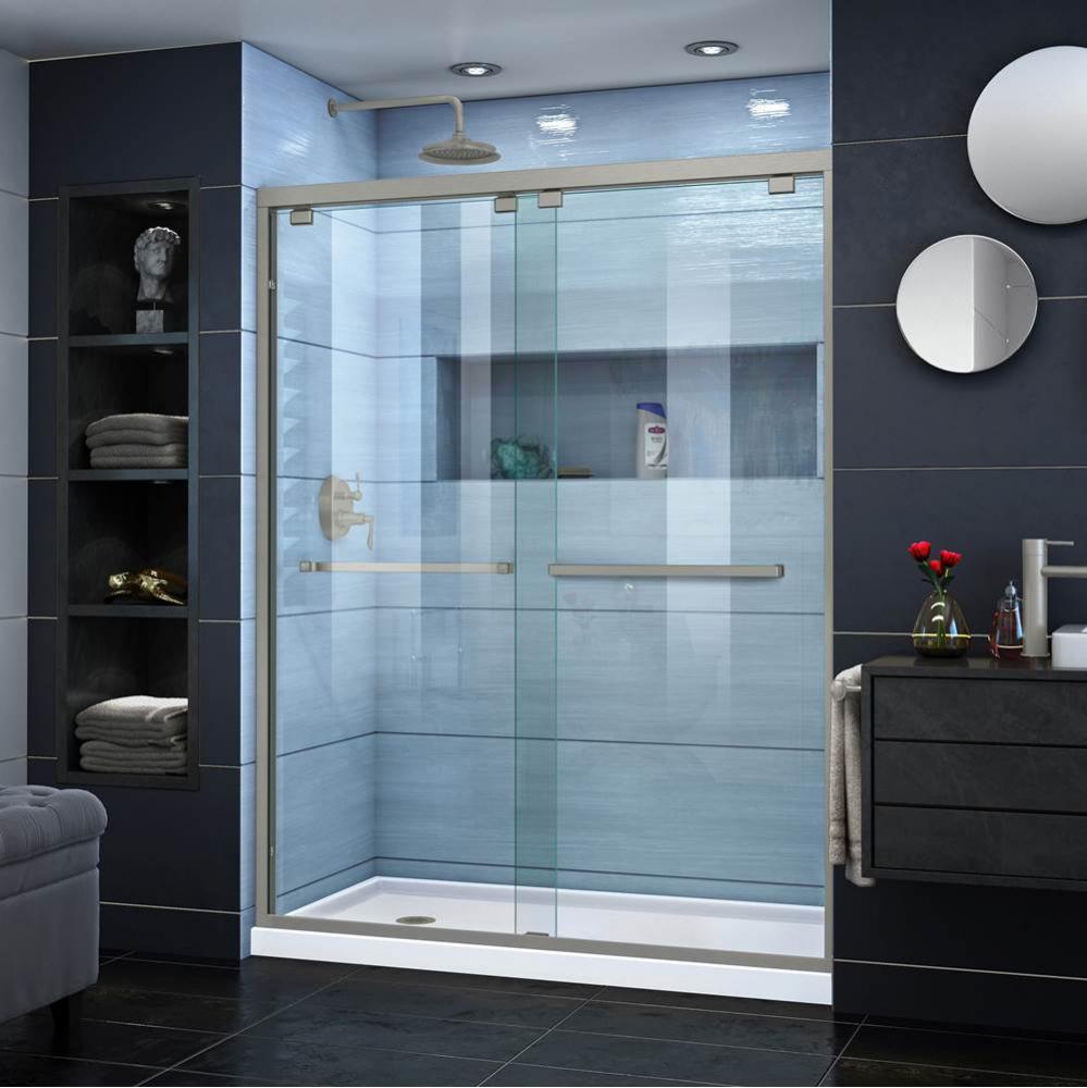 DreamLine Encore 30 in. D x 60 in. W x 78 3/4 in. H Bypass Shower Door in Brushed Nickel and Left
