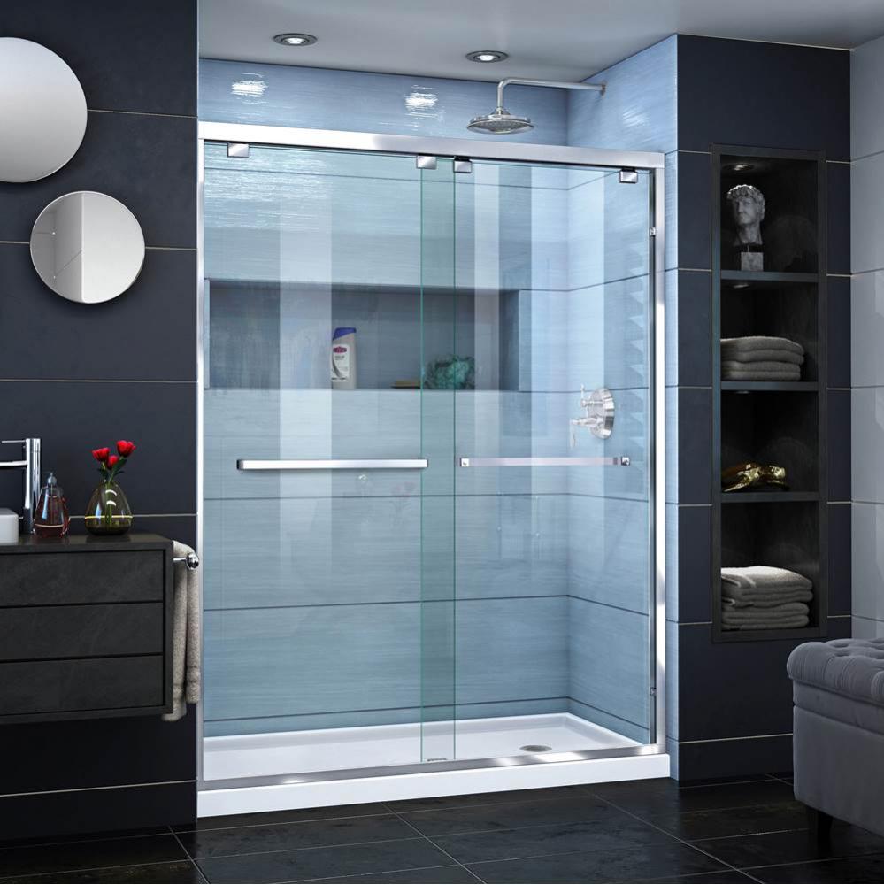 DreamLine Encore 36 in. D x 60 in. W x 78 3/4 in. H Bypass Shower Door in Chrome and Right Drain W