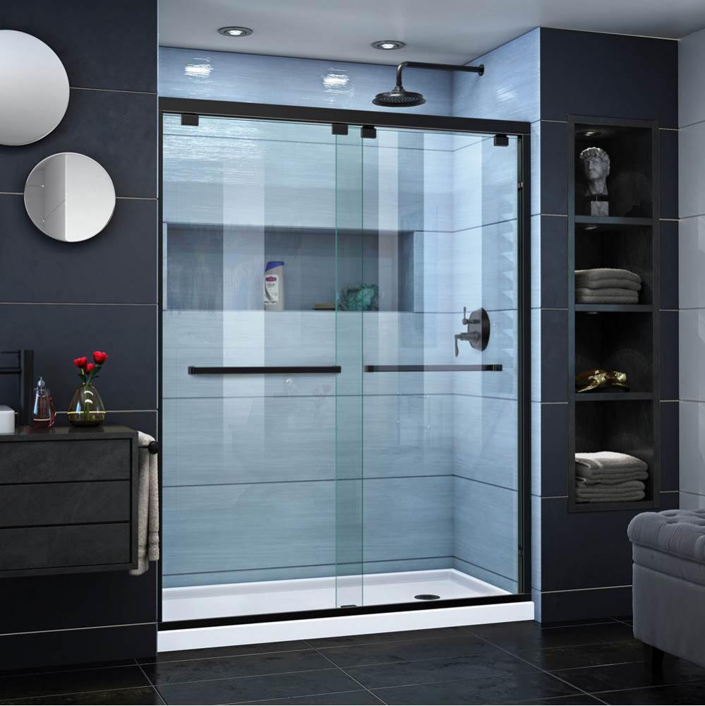 DreamLine Encore 32 in. D x 60 in. W x 78 3/4 in. H Bypass Shower Door in Satin Black and Right Dr