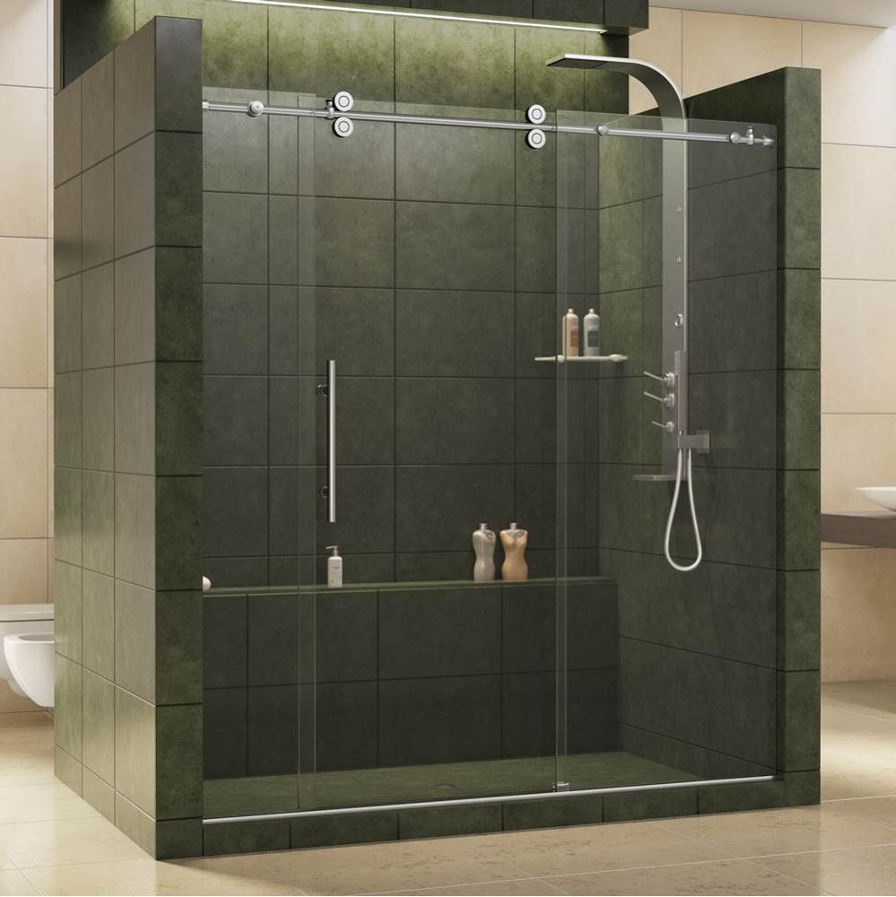 DreamLine Enigma 68-72 in. W x 79 in. H Fully Frameless Sliding Shower Door in Polished Stainless