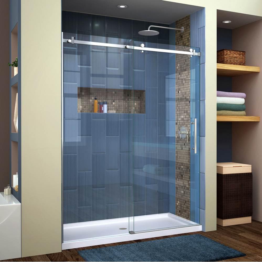 DreamLine Enigma Air 56-60 in. W x 76 in. H Frameless Sliding Shower Door in Brushed Stainless Ste