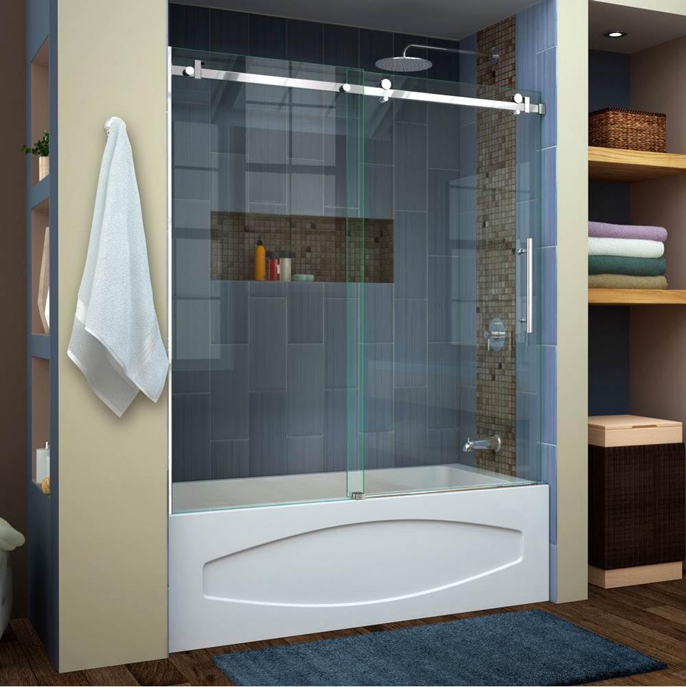 DreamLine Enigma Air 56-60 in. W x 62 in. H Frameless Sliding Tub Door in Polished Stainless Steel