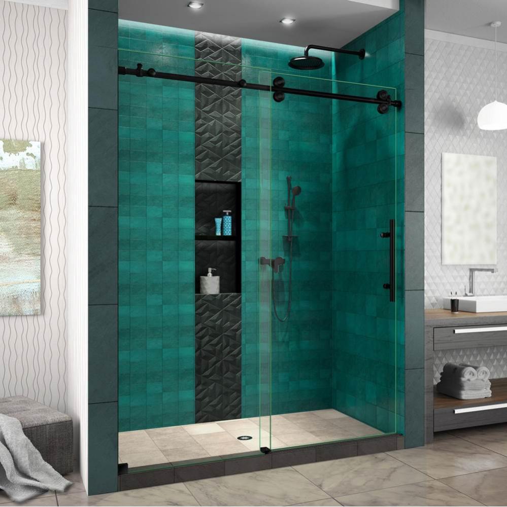 DreamLine Enigma-XO 56-60 in. W x 76 in. H Frameless Clear Glass Sliding Shower Door in Satin Blac