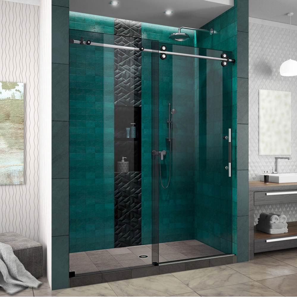 DreamLine Enigma-XO 56-60 in. W x 76 in. H Frameless Smoke Gray Glass Sliding Shower Door in Polis