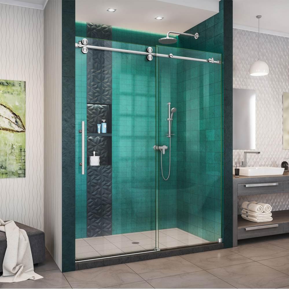 DreamLine Enigma-XO 50-54 in. W x 76 in. H Fully Frameless Sliding Shower Door in Brushed Stainles