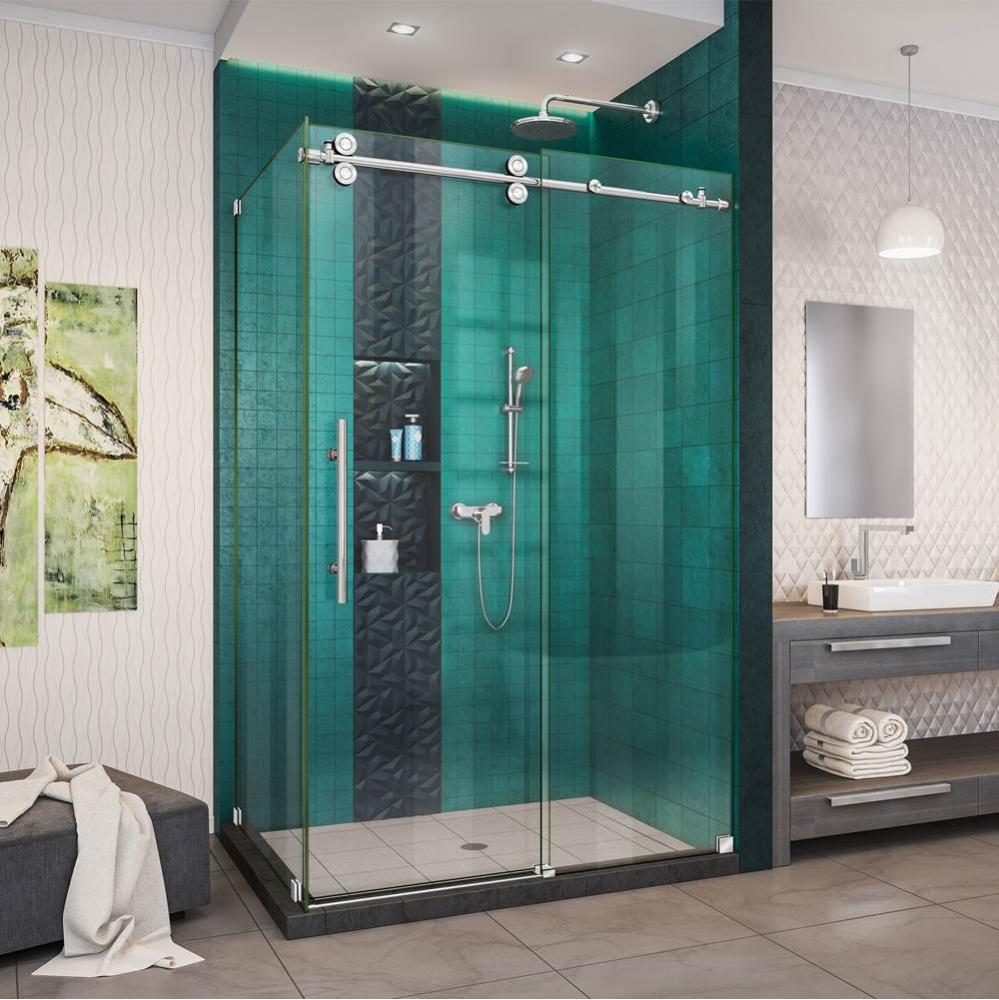 DreamLine Enigma-XO 32 1/2 in. D x 44 3/8-48 3/8 in. W x 76 in. H Frameless Shower Enclosure in Po