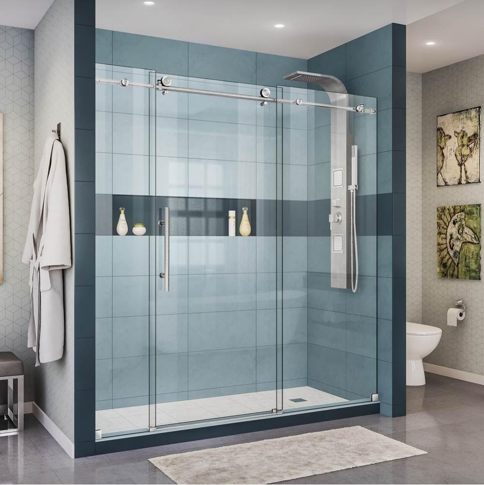 DreamLine Enigma-X 68-72 in. W x 76 in. H Fully Frameless Sliding Shower Door in Brushed Stainless