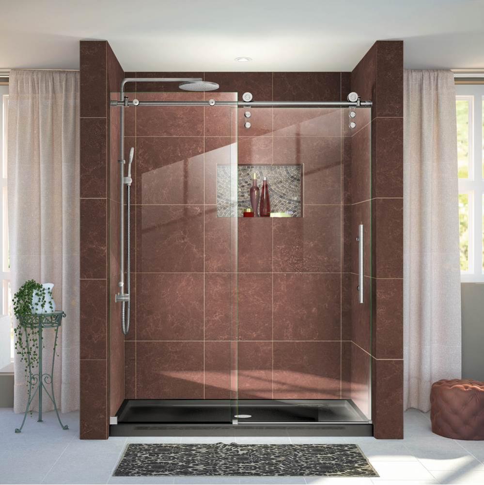 DreamLine Enigma-Z 56-60 in. W x 76 in. H Fully Frameless Sliding Shower Door in Brushed Stainless