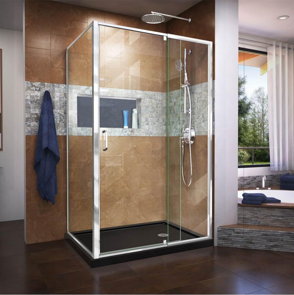 DreamLine Flex 36 in. D x 48 in. W x 74 3/4 in. H Semi-Frameless Pivot Shower Enclosure in Chrome