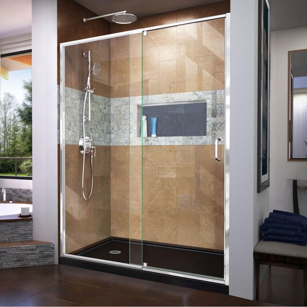 DreamLine Flex 32 in. D x 60 in. W x 74 3/4 in. H Semi-Frameless Pivot Shower Door in Chrome with