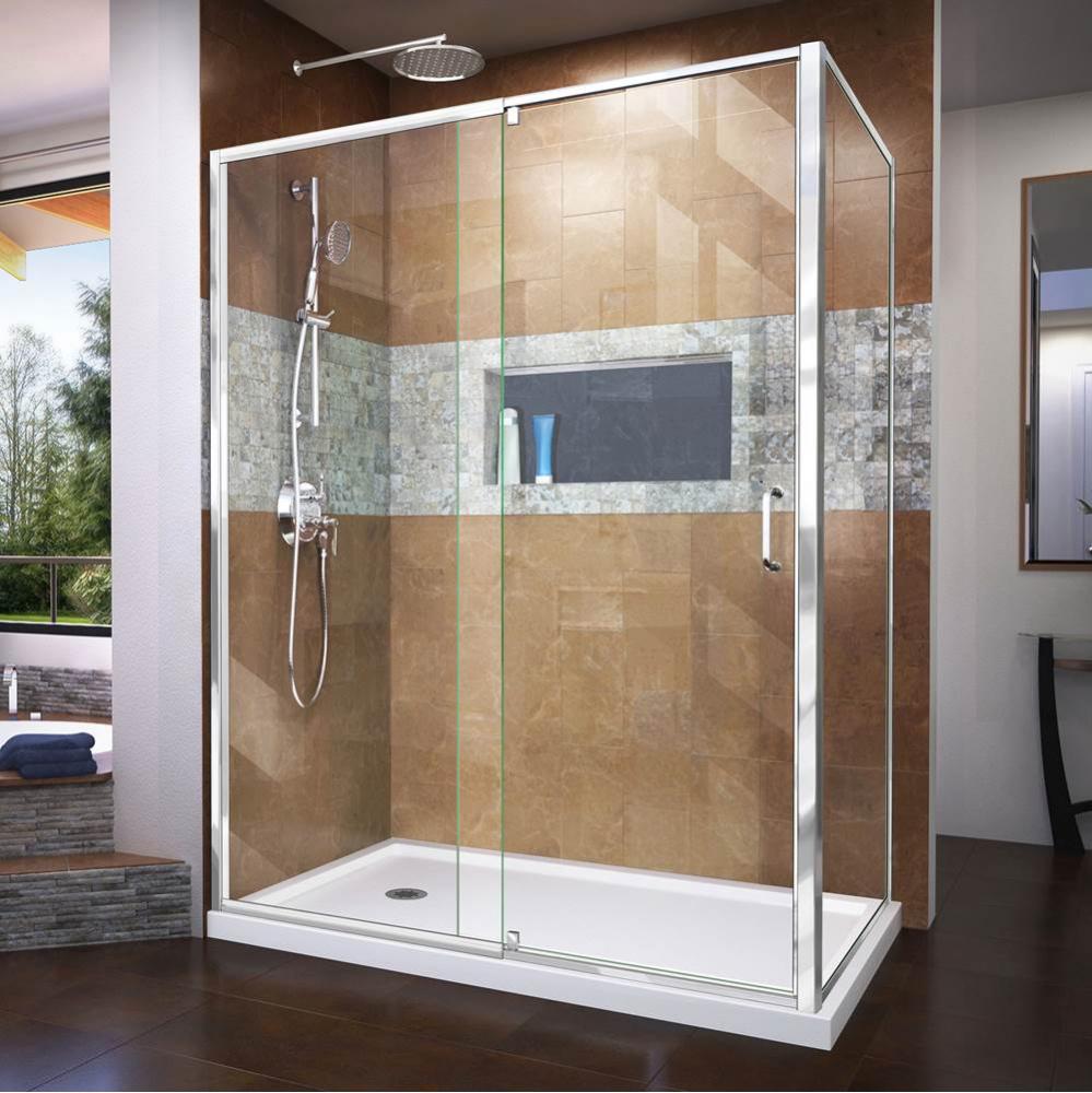 DreamLine Flex 36 in. D x 60 in. W x 74 3/4 in. H Semi-Frameless Pivot Shower Enclosure in Chrome