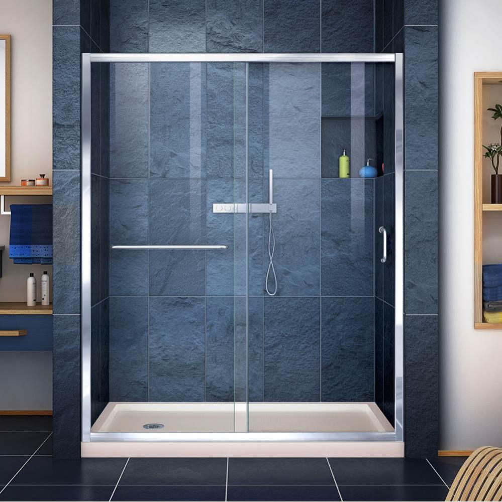 DreamLine Infinity-Z 30 in. D x 60 in. W x 74 3/4 in. H Clear Sliding Shower Door in Chrome and Le