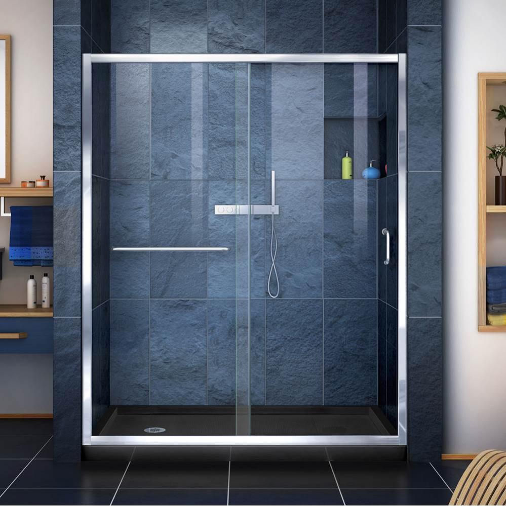 DreamLine Infinity-Z 36 in. D x 60 in. W x 74 3/4 in. H Clear Sliding Shower Door in Chrome and Le