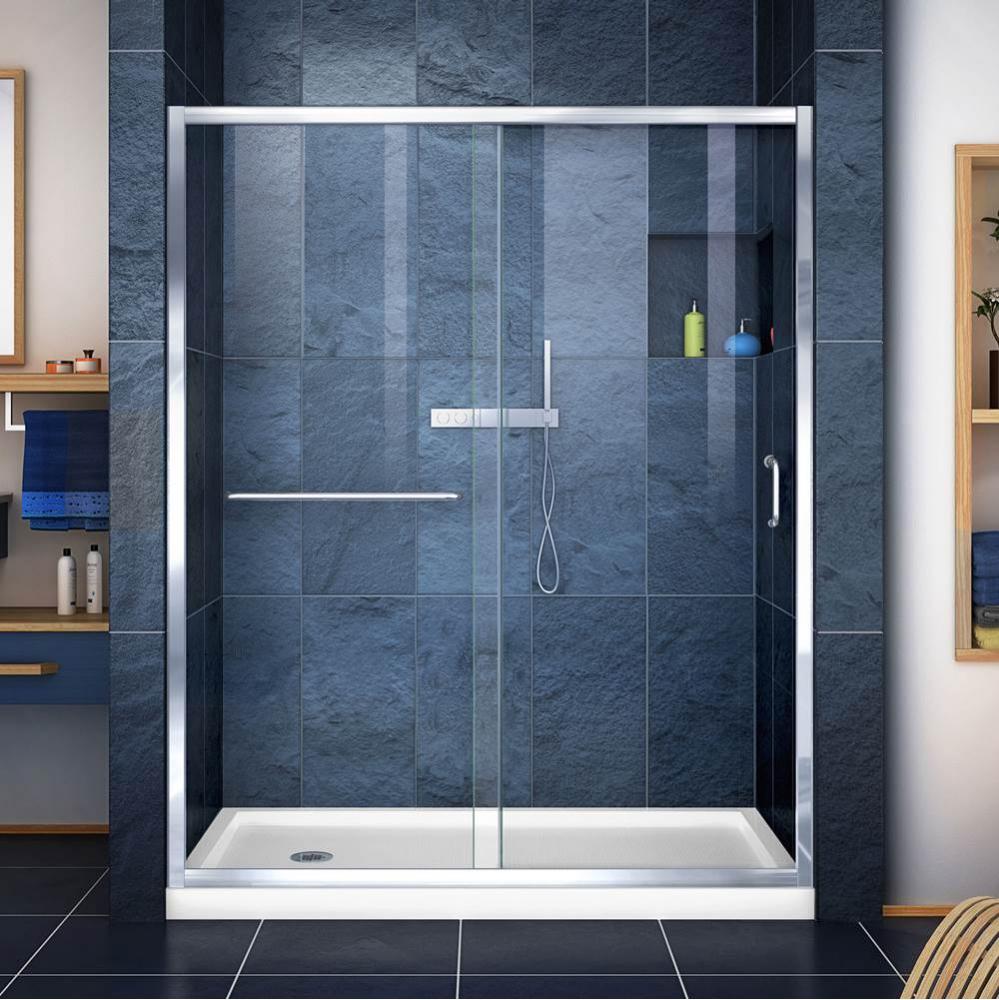 DreamLine Infinity-Z 34 in. D x 60 in. W x 74 3/4 in. H Clear Sliding Shower Door in Chrome and Le