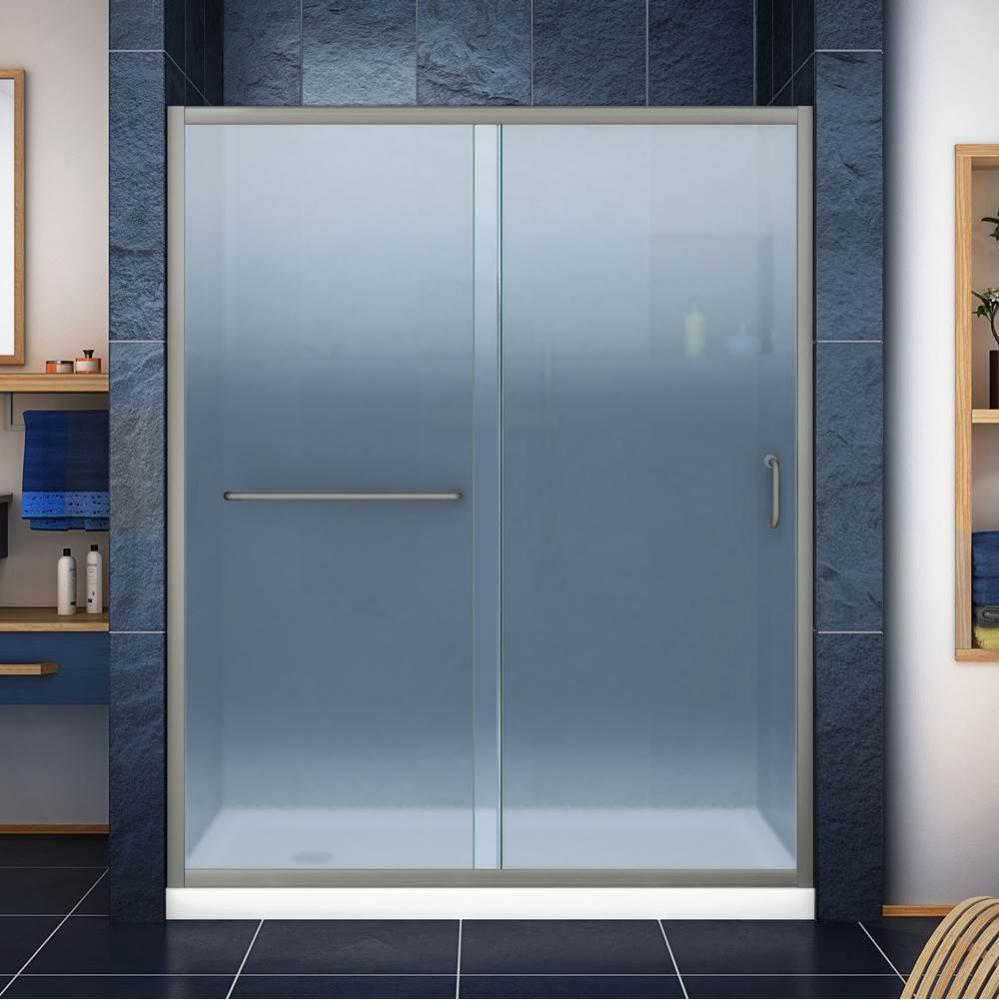 DreamLine Infinity-Z 32 in. D x 60 in. W x 74 3/4 in. H Frosted Sliding Shower Door in Brushed Nic