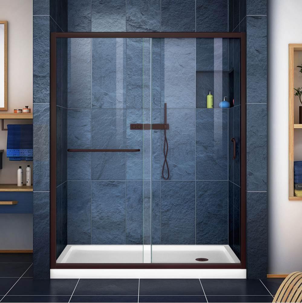 DreamLine Infinity-Z 34 in. D x 60 in. W x 74 3/4 in. H Clear Sliding Shower Door in Oil Rubbed Br