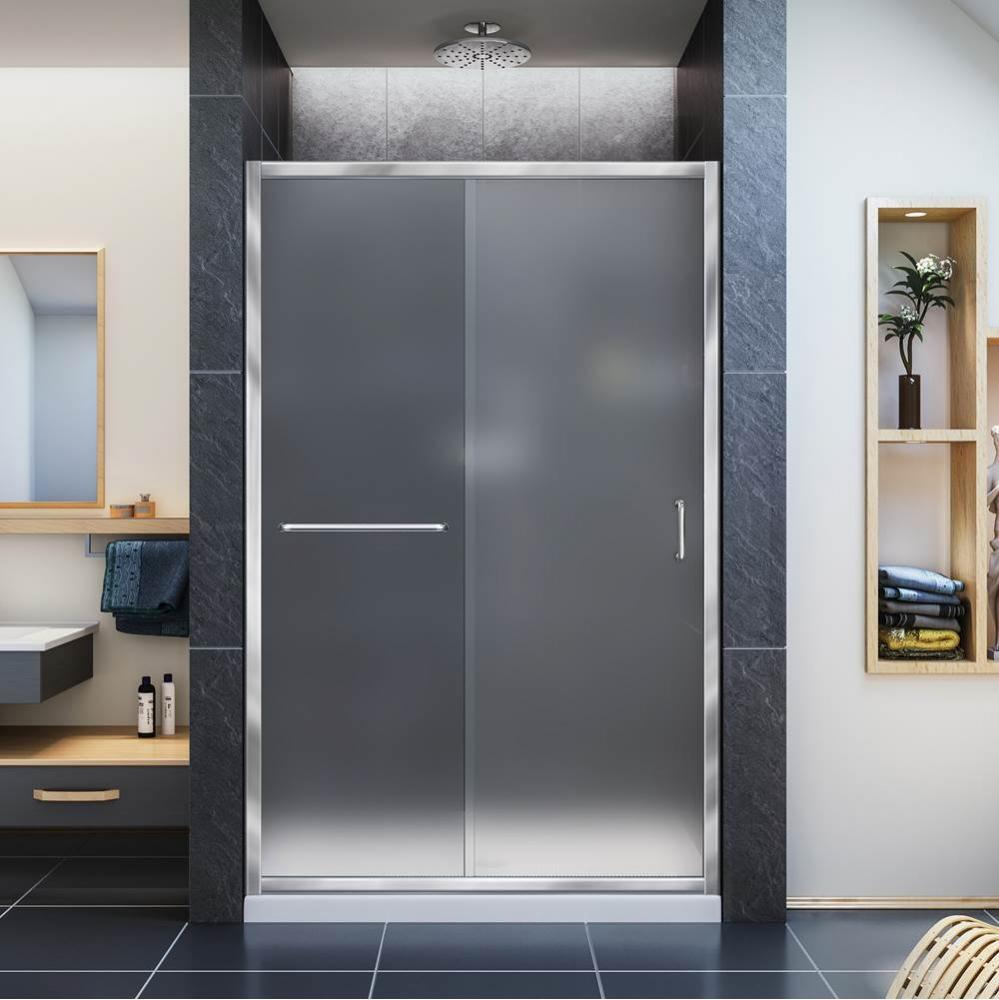 DreamLine Infinity-Z 36 in. D x 48 in. W x 74 3/4 in. H Frosted Sliding Shower Door in Chrome and