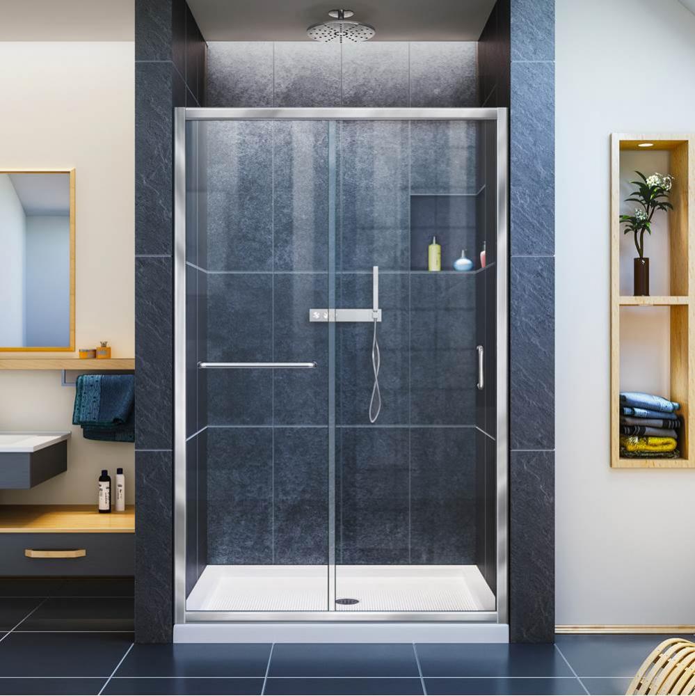 DreamLine Infinity-Z 36 in. D x 48 in. W x 74 3/4 in. H Clear Sliding Shower Door in Chrome and Ce