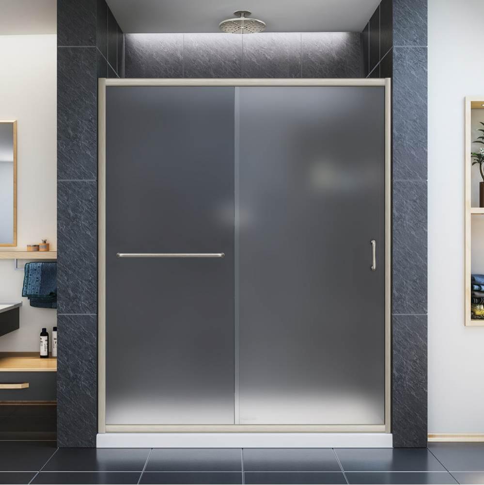 DreamLine Infinity-Z 36 in. D x 60 in. W x 74 3/4 in. H Frosted Sliding Shower Door in Brushed Nic